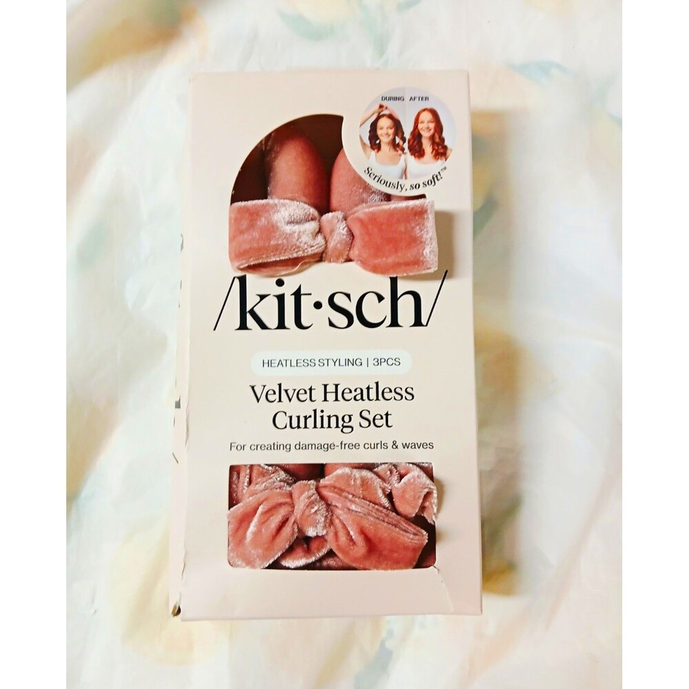 Kitsch Velvet Heatless Curling Set Damage-Free Curl Enhancing Rod + Scrunchies